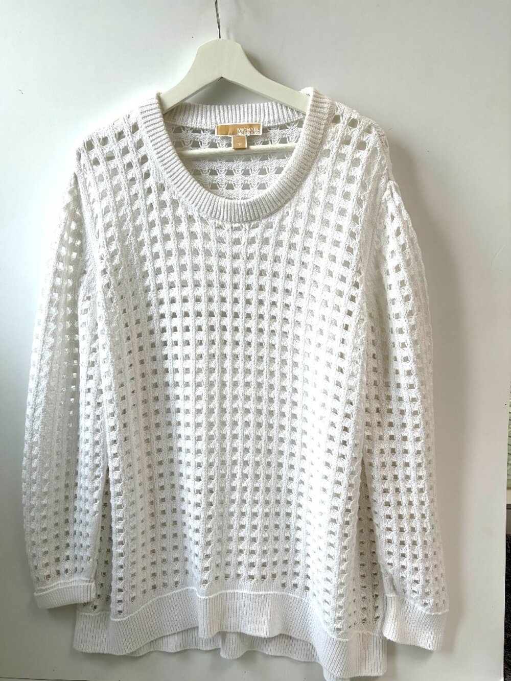 Michael Kors White Fauchet Sweater, Size XL, like new condition